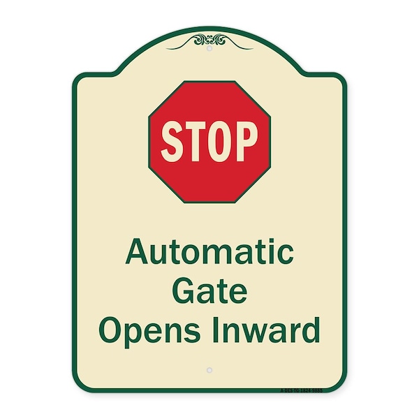 Designer Series-Stop Automatic Gate Opens Inward With Symbol, 24" x 18", TG-1824-9885